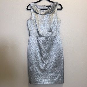 Alex Marie Metallic Pleated Collar Dress Sz 10